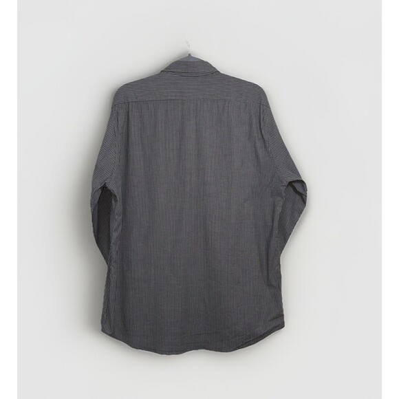 Express Shirt Mens Large Button Up Long Sleeve Collared Gray White Striped - Picture 2 of 7